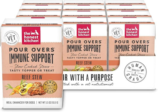 The Honest Kitchen Functional Pour Overs: Immune Support - Beef Stew Dog Food Topper, 5.5 oz x12