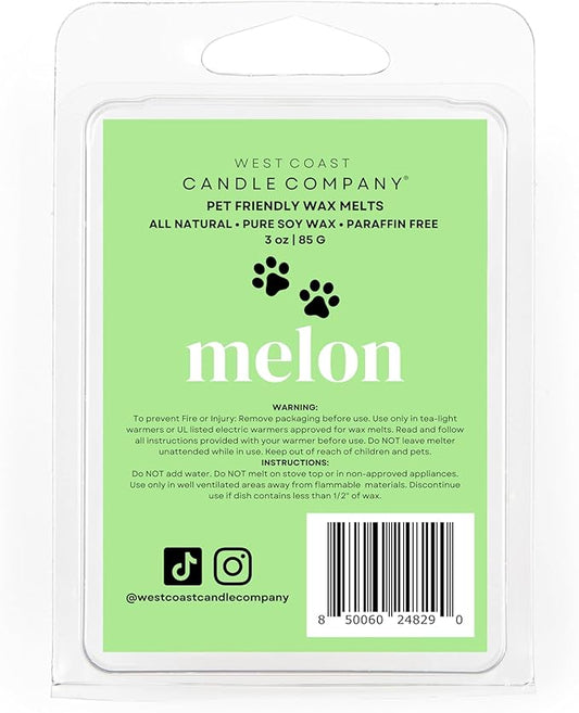 Pet Friendly Wax Melts | Pet Safe Wax Melts | All Natural Dog Safe Wax Melts | Non-Toxic Wax Melts | Pet Odor Eliminator | Pure Soy Wax Melts | Veterinarian Approved (Melon)