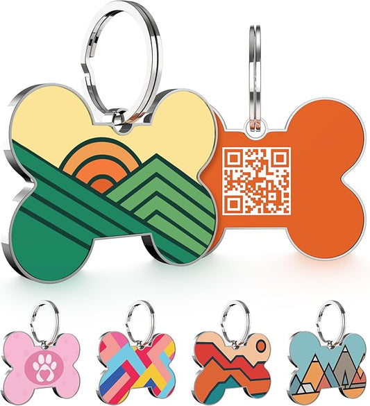QR Code Dog Tag,Dog Tags Personalized for Pets, Custom Dog Name ID Tags Personalized Dog and Cat Tags -Free Online&Scan QR Receive Instant Location Alert Email