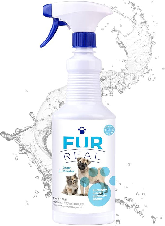 Fur Real Pet Odor Eliminator - 32oz Non-Toxic Dog Smell Eliminator for Home, Attacks the Source - Dog Deodorizing Spray for Lingering Smells