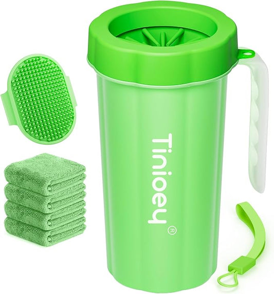 Paw Cleaner with Handle for Large Dogs | Muddy Dog Feet Washer | Pet Foot Cleaner (Green)