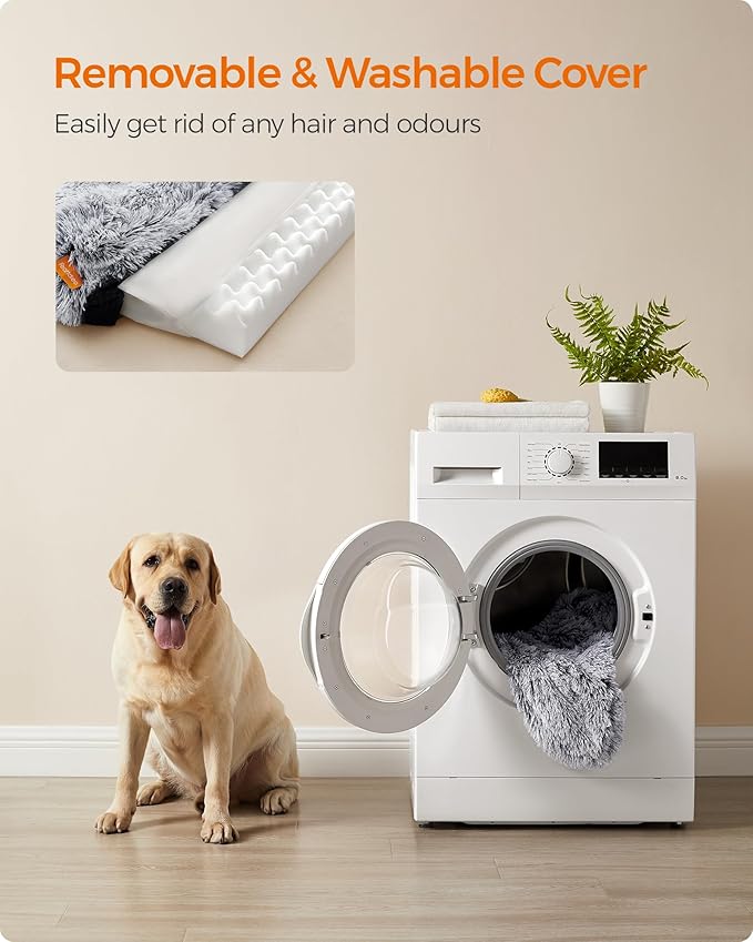 Feandrea Dog Bed, Orthopaedic Dog Sofa Bed for Medium and Large Dogs, Waterproof Ped Bed with Removable Washable Cover, 42 x 31.5 x 9 Inches, Gray Ombré UPGW233G01