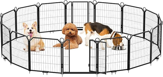 Dog Playpen Portable Extra Large 16 Panels 24" Height Adjustable with Gate, Perfect for Puppies and Small Dogs, Easy to Store, Customizable Layout for Indoor, Yard, RV Camping,Fence partition