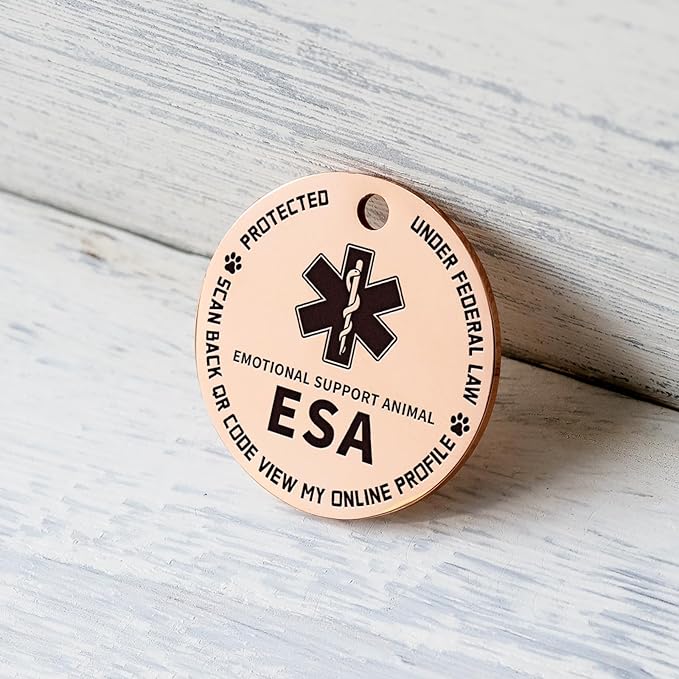 MYLUCKYTAG QR Code ESA Emotional Support Dog ID Tag - Pet Online Profile - Scan QR Receive Instant Pet Location Alert Email