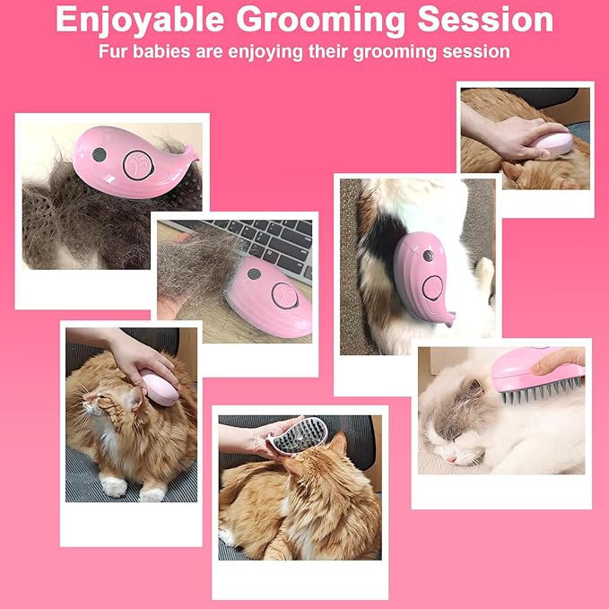 Nepfaivy Cat Steam Brush for Shedding - Spritz Defur Comb for Cats, Steamy Dog Hair Brush for Indoor Cats Massage, Pet Water Steam Spray Grooming Comb, Dog Steam Brush