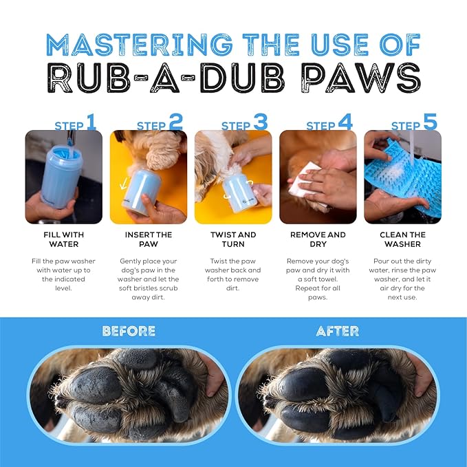 Pet Paw Cleaner & Scrubber For Dogs, Durable & Non-Slip Washer Cup For Small Dogs & Puppies With Silicone Bristle Brush, Non-Slip Cleanser, For Dirt And Mud Removal, Achieve Clean Paws & Feet Faster