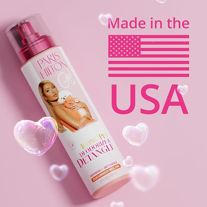 Paris Hilton Dog Perfume, Deodorizer & Detangler | Odor Neutralizing with Crisp Refreshing Cucumber Melon Scent - Sulfate-Free, Vegan, Hypoallergenic for All Pet Breeds 10oz/295ml