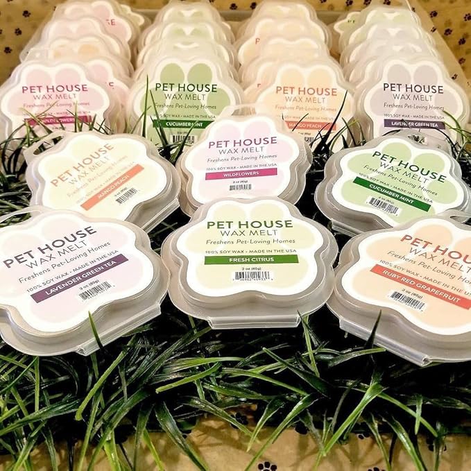 One Fur All Pet House Wax Melts - Bamboo Watermint/Mediterranean Sea Pack of 2 - Odor Eliminating, Long-Lasting Scented, Pet-Friendly Natural Wax Melts