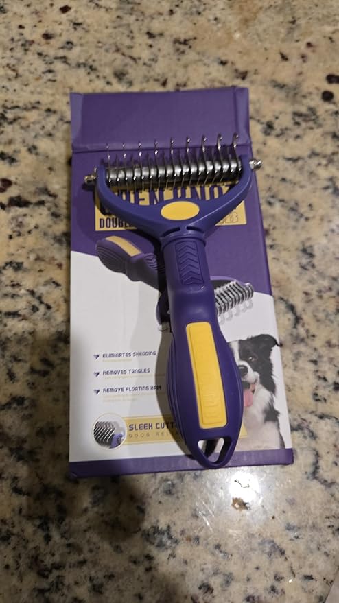 Open Knot Untangling Comb for Dogs and Cats, Double-Sided, Purple