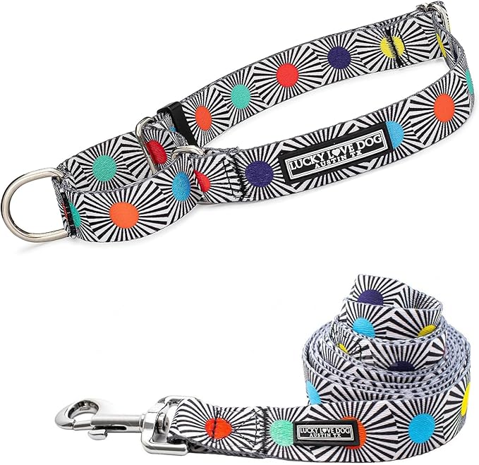 Lucky Love Dog, Adjustable Fun Style Martingale Collar for Dogs, Comfy & Bright Color, Premium No Slip Dog Collar - (Large, SOCO Mart - Combo)