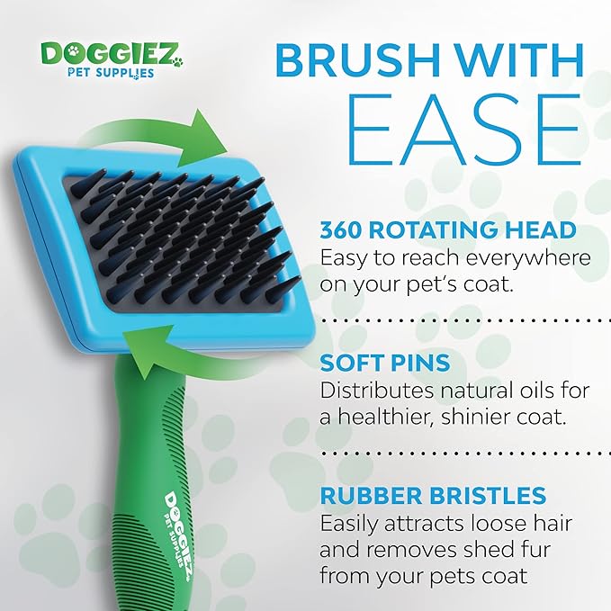 Silicone Bristle Brush for Pet Grooming - Cat and Dog Massage Brush for Short & Long Hair