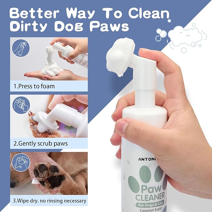 Paw Cleaner for Dogs - Clean Paws No-Rinse Foaming Cleanser for Dogs & Cats Small Large Medium Breed Dog Paw Foot Washer Grooming Supplies for Pet Care 1pcs