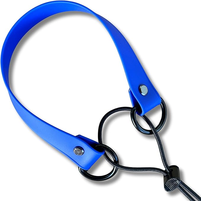 Waterproof E-Collar Replacement Strap Dog Collar for Invisible Fence/ecollar - Easy On Bungee (1" Wide, Blue)