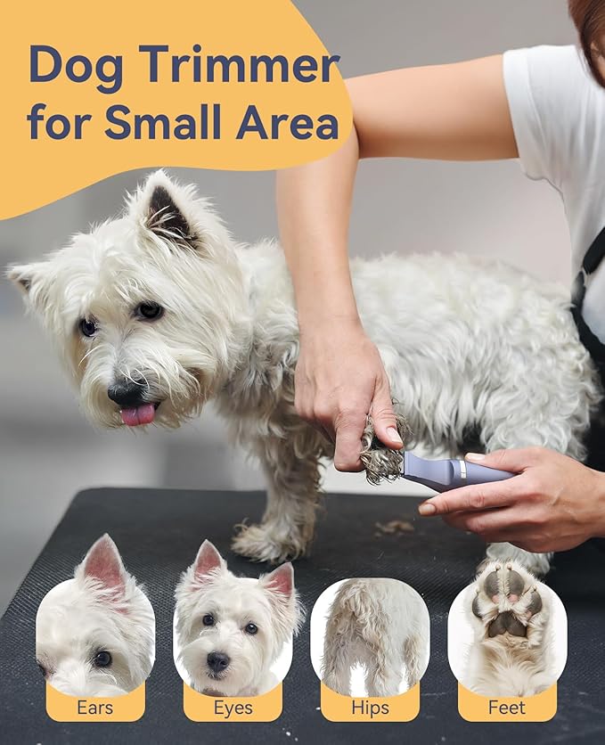 oneisall Dog Clippers Grooming Kit 4 in 1, Low Noise Dog's Paw Trimmer&Nail Grinder,IPX7 Waterproof Cordless Puppy Trimmer Shaver for Small Pets