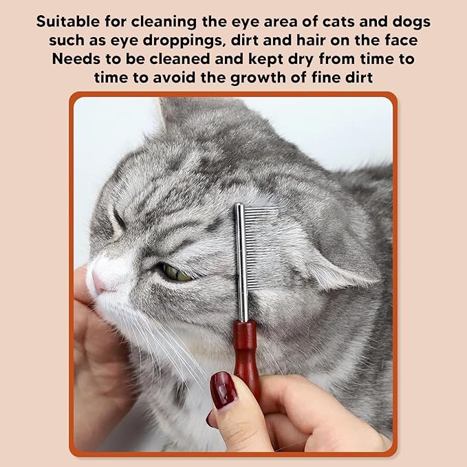 Pet Teeth Comb, Fine Tooth Spacing Detangling Open Knots Loose Hair Rounded Ends Teeth Dog Grooming Comb for Cats Dogs Pets