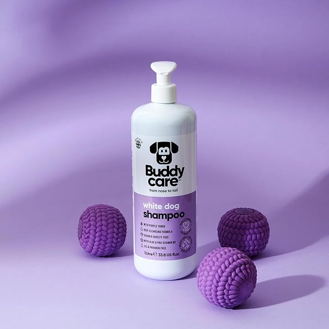 White Dog Shampoo by Buddycare | Brightening and Whitening Shampoo for Dogs | Deep Cleansing, Fresh Scented | with Aloe Vera and Pro Vitamin B5 (33.8oz)