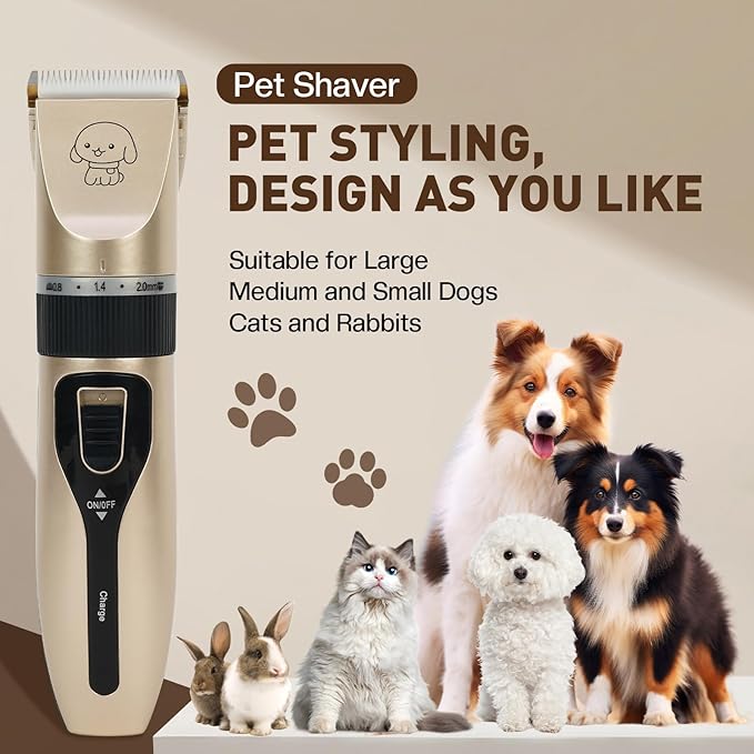 PRO LASHBEAUTY Dog Grooming Kit,Dog Clippers for Grooming,Low Noise, Electric Quiet, Rechargeable, Pet Hair Thick Coats Clippers Trimmers Set, Suitable for Dogs, Cats, and Other Pets