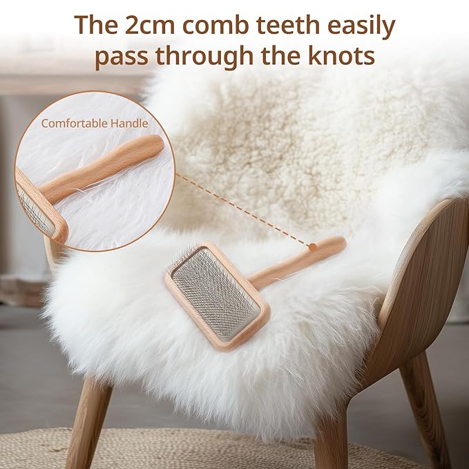 Sheepskin Wool Brush - Carpet Rake Tool for Pet Hair Removal and Household Fabric Care