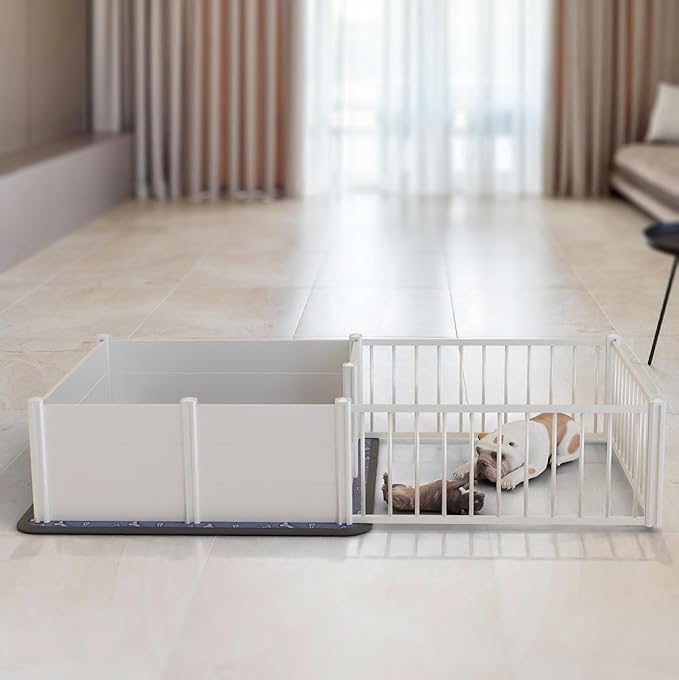Whelping Box,Whelping Box for Dogs with Washable Puppy Pads, Double Rooms Whelping Pen for Large Breed Dogs,Indoor Whelping Kit for Puppies Birth,White,96"x48"x19.5"