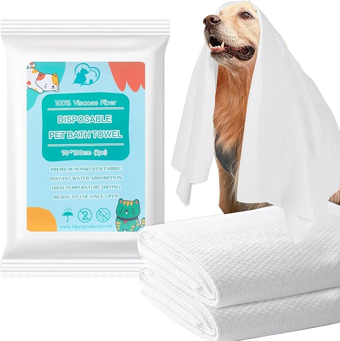 3 Pack Disposable Dog Towel,Soft Large Dog Bath Towels Made of Microfiber for Drying Dogs,Cats (3)