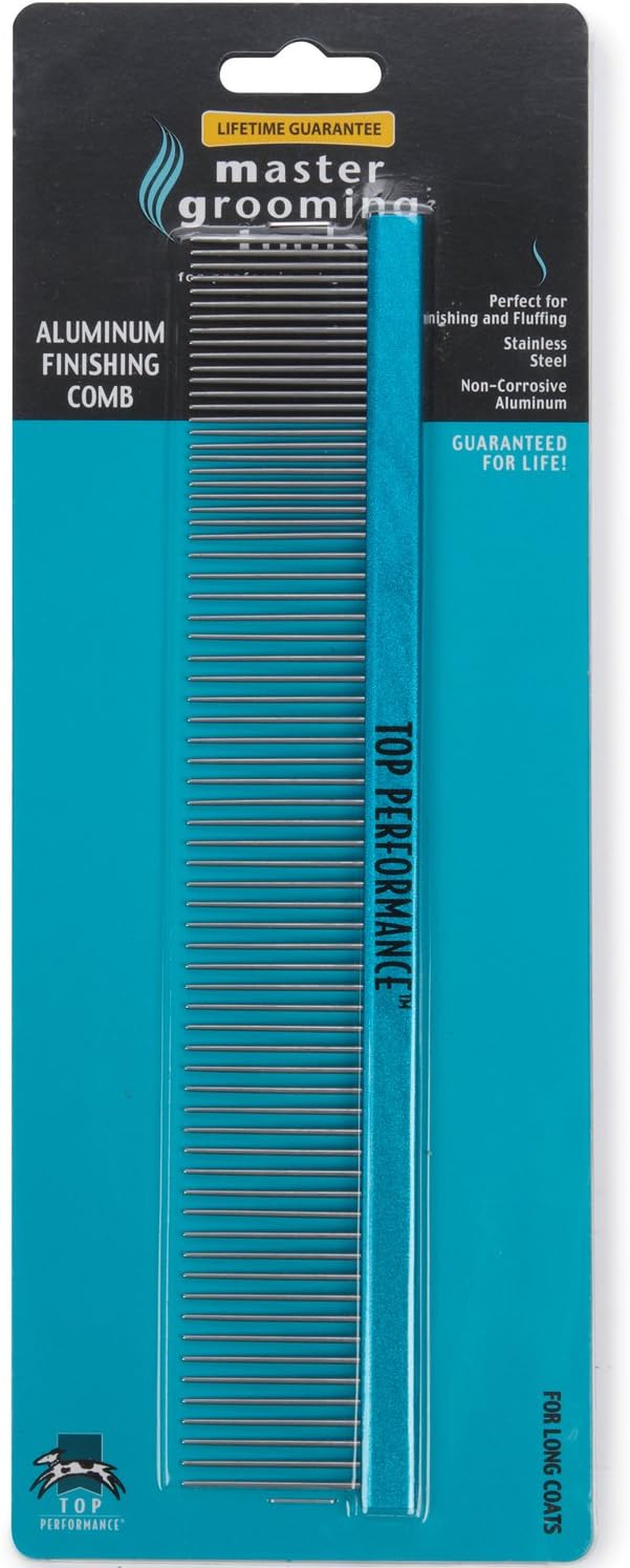 Master Grooming Tools Aluminum Finishing Comb — Versatile Combs for Grooming Dogs, 10", Black