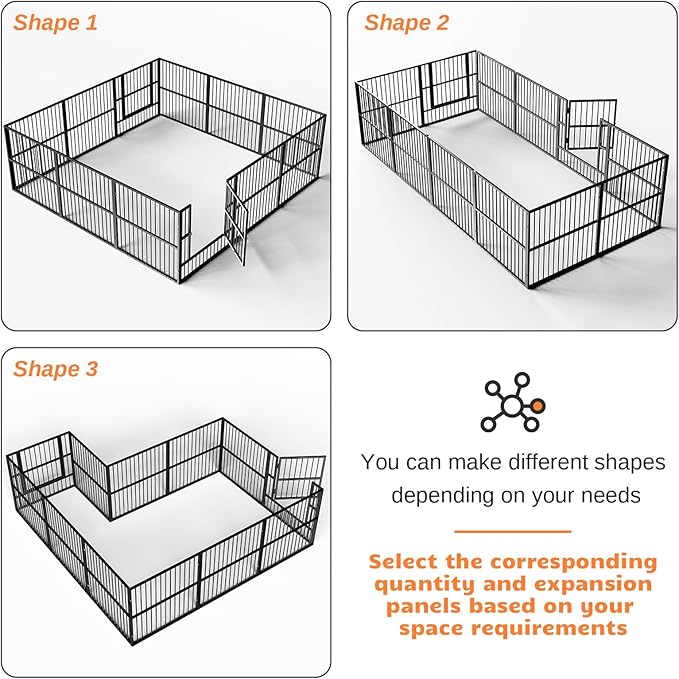 Dog Playpen - 32" Height Dog Pen, Heavy Duty Puppy Pen with Door, Safe & Sturdy, Easy Assemble for Indoor/Outdoor Pet Playpen (6 Panels with Door, Black)