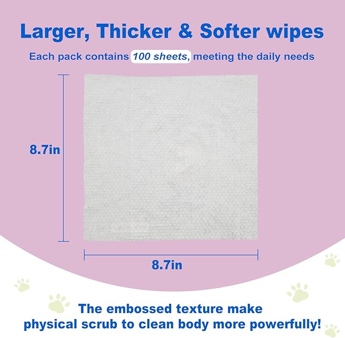 DR.EASY Lavender 200ct Scent Pet Wipes for Dogs and Cats,Ears, Face, Butt, Body and Eye –Convenient, Nature,Home or Travel,Best Pet Supplies