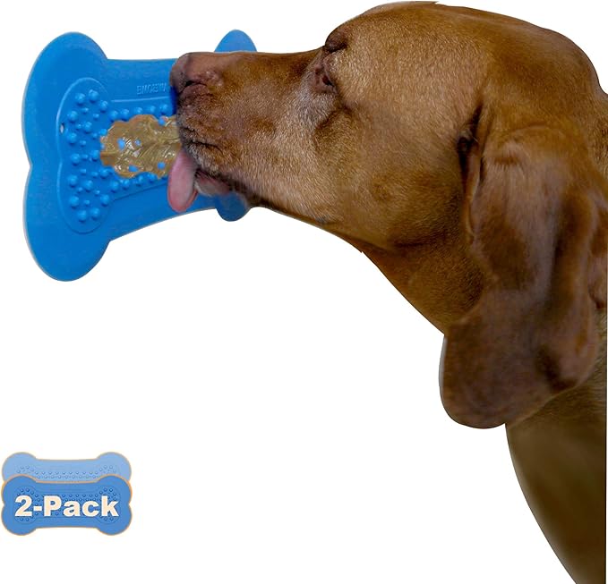 Lick Lick Pad Dog Accessories | Pet Shower Attachment | Dog Peanut Butter Lick Pad | Dog Bathing Station | Dog Bathing Supplies | Veterinarian Used | Suction to Wall | Large (Large - 2 Pack, Blue)
