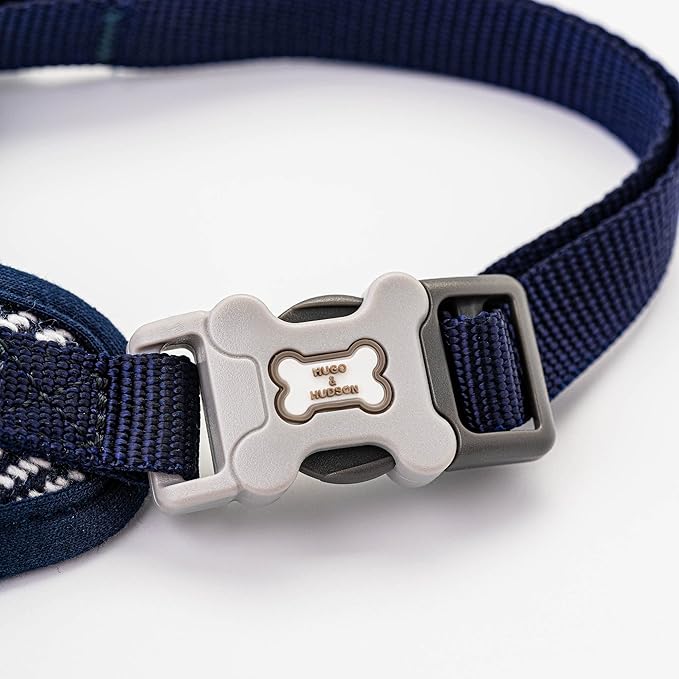 HUGO & HUDSON Dog Harness, No-Pull Anti Choke Tweed Harness Vest, Navy Herringbone, XS