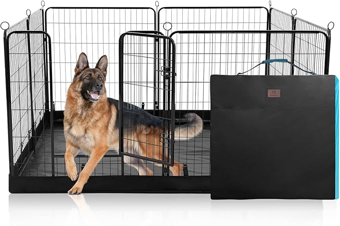 PJYuCien Dog Playpen Plus Storage Bag,32" H 8 Panels Puppy Pen with Square Bottom,Heavy Duty Dog Fence for Puppies/Small Dogs