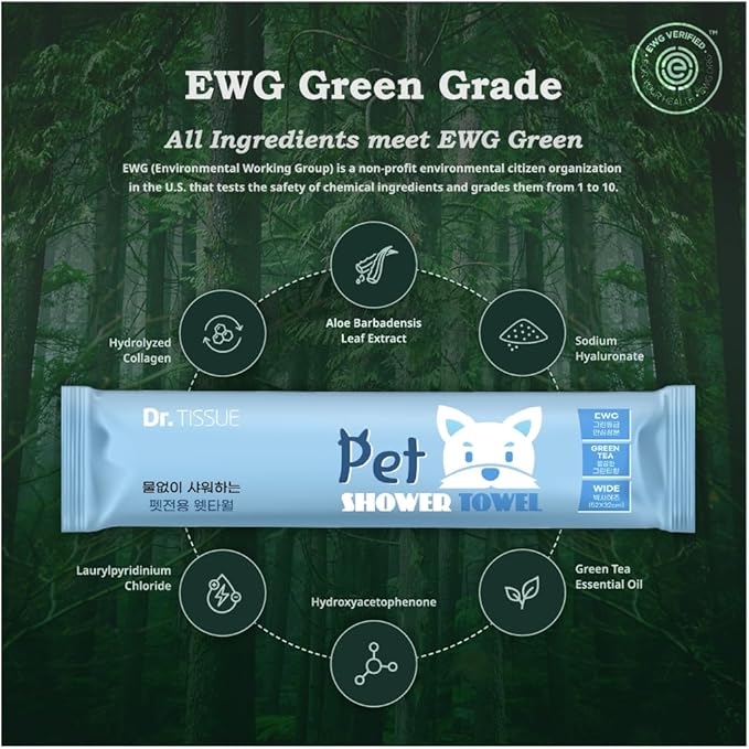 Extra Large Size - 20.5" x 12.6" Pet Wipes | Individually Packaged | Paw Wipes | Hypoallergenic | Grooming | Bathing | Green Tea Scented Deodorizing | Tear Stain | All Purpose Bath Wipes | 5 Count