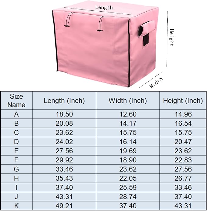 Dog Crate Cover Waterpoof Pink Pet Kennel Covers for Puppy Cat Indoor Outdoor Fit for 1 Door Wire Crate, 43.31x28.74x37.40 Inch