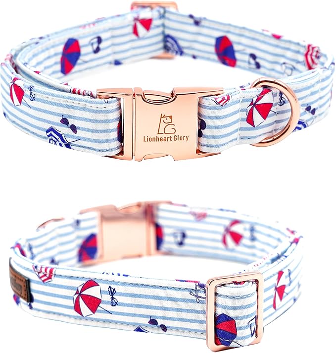 Lionheart glory Dog Collar, Dog Collar Summer Stripe Boy Dog Collar Cute Pet Collar Gift for Medium Dog