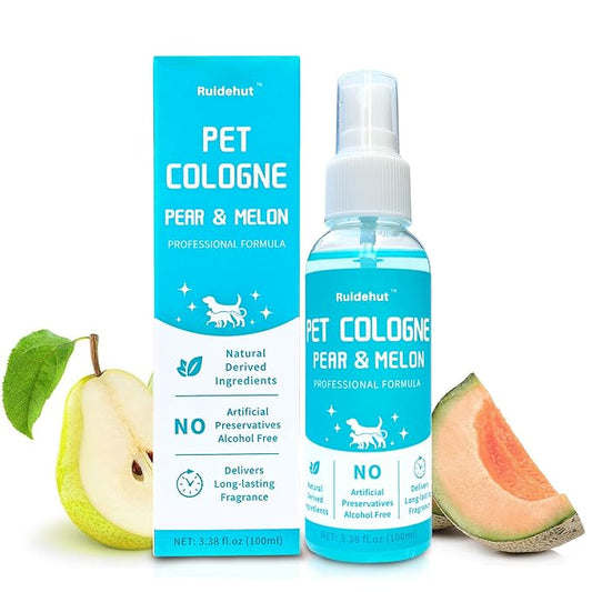 Pet Cologne, Pear & Melon Scent, Deodorize & Refresh, For Dogs, Cats, Puppies, 3.38 fl.oz (Sweet Melon & Pear)