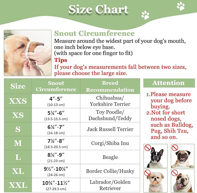 Mayerzon Dog Muzzle, Soft Mesh Muzzle for Small Medium Large Dogs Chihuahua Poodles Beagle Dachshund Corgis Labrador, Puppy Muzzle for Biting Chewing Grooming, Allows Panting Drinking