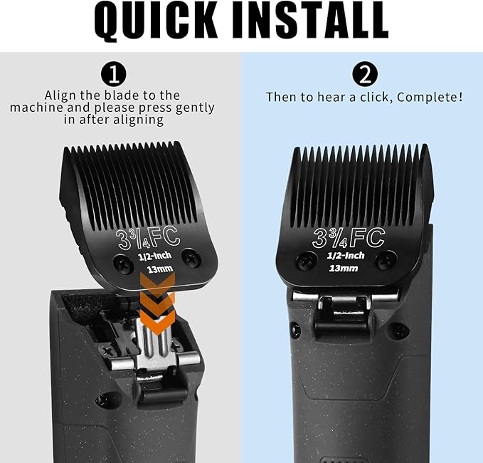 3 Pack 3-3/4FC Detachable Dog Grooming Steel Blades,Compatible with Andis,Oster A5,Wahl KM-10 Series,Cut Length 1/2" 13MM (Black)