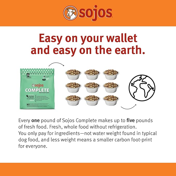 Sojos Complete Chicken Recipe Dehydrated Dog Food, 7 lb