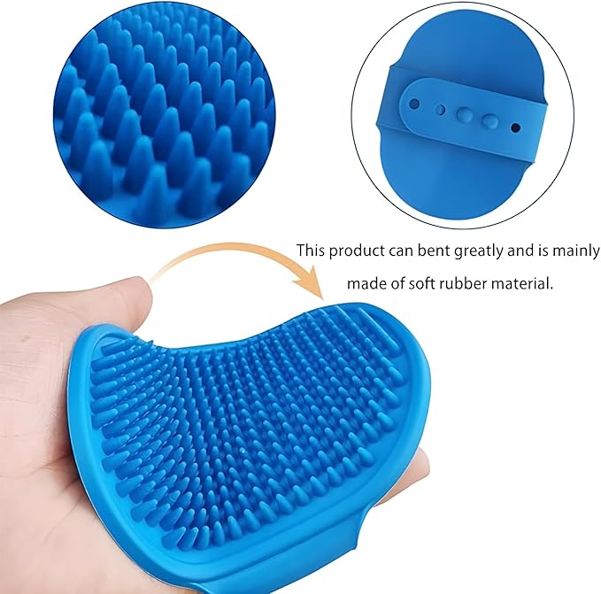 JASLAH 3 PCS Set, Pet Massage Brush Dog Bath Brush for Long/Short Hair Pet Shampoo Brush Soft Silicone Comb for Pets Grooming Bathing Tool Dog Hair Removal Tool, Blue+Yellow+Pink
