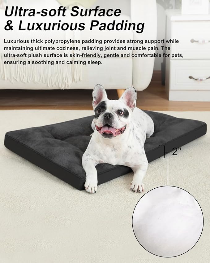 Dog Crate Bed for Medium Size Dogs,Washable Dog Kennel Pad Ultra Soft Pet Sleeping Mat for Cages,Anti-Slip Bottom,29x18 inch,Black