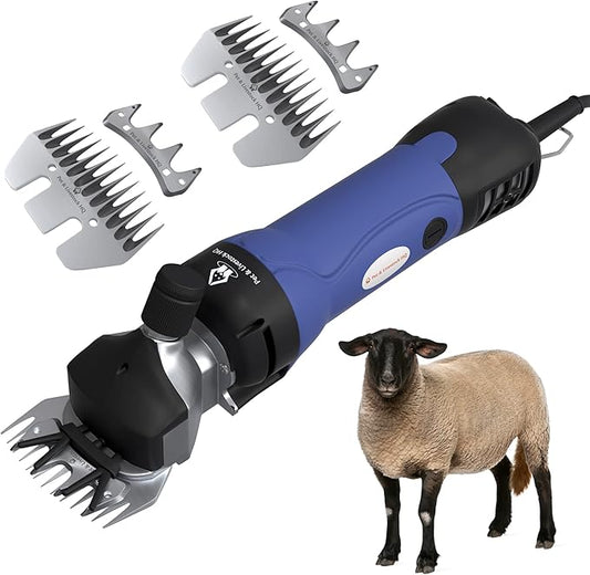 Sheep Shears Electric Clippers 2500RPM, 6-Speed Control - Heavy Duty Livestock Grooming Kit for Sheep, Goats, Alpacas, Llamas - Case, Low Vibration, 18.3ft Cord (2 Blades Included)