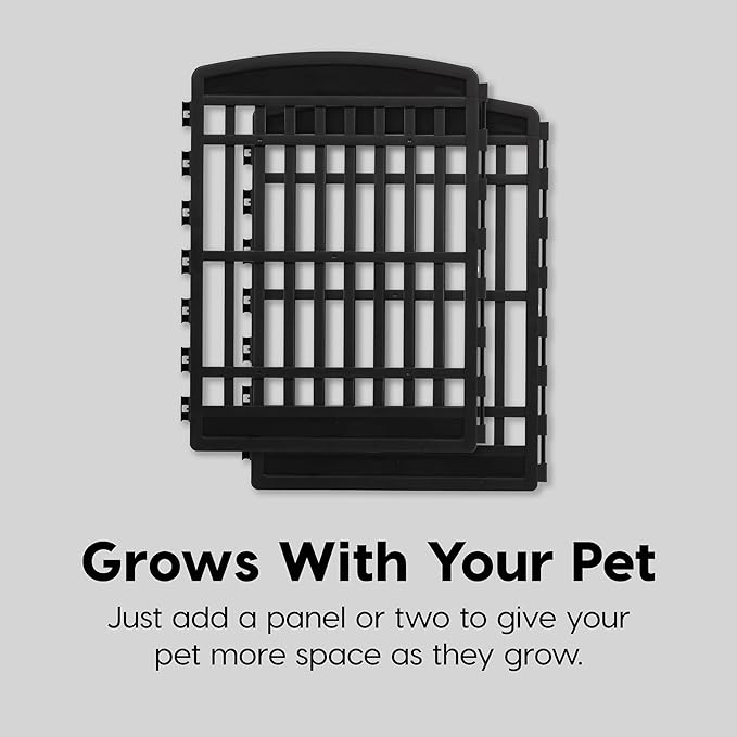 IRIS USA 34" 2-Panel Add-On Panels, Pet Dog Puppy Playpen, Foldable, Customizable, Black