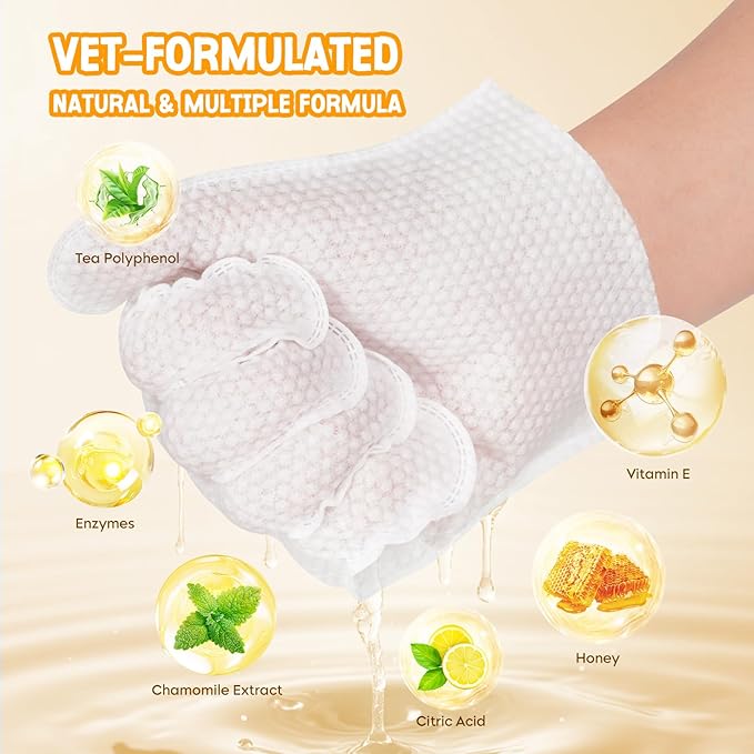 NEENCE Dog Glove Wipes for Paws and Butt,Ear Finger Wipes for Dogs & Cats