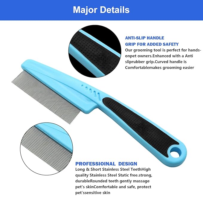 Dog Bath Brush,Cuteabc 2Pcs Cat Grooming Comb Set Included Scrub Brush for Dogs Bath and Pet Steel Combs,silicone pet brush,dog bath brush scrubber and Comb Multipurpose Tools for Cat Dogs Grooming