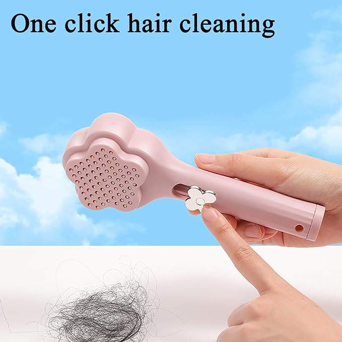 Self-Cleaning Soft Fur Brush for puppy – Scalable Gentle Grooming Brush Small Dogs Comb for Chihuahuas, Teddy Dogs, Yorkies, Maltipoos, Shih Tzus (Pink)