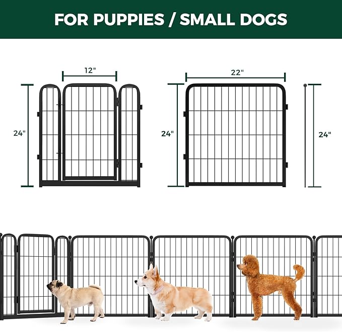 FXW Homeplus Dog Playpen for Indoor Use - Stress-Free and Safe Play, Heavy Duty 24 Inch 4 Panels Dog Pen for Puppies and Small Dogs, Black│Patented