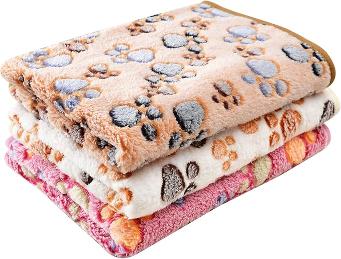 UTTPLL Blanket-Premium-Flannel-Medium-Printed Throw for Cat Dog Puppy Animals Super Soft Fluffy Fleece Pet Blankets Warm Sleep Mat Cute Paw Purple