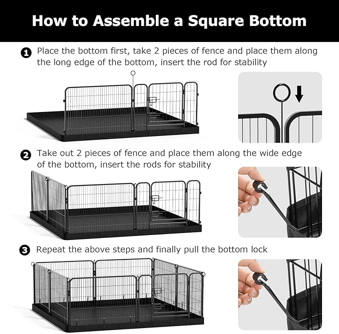 PJYuCien Dog Playpen Bottom Pad - Stabilize The Dog Play Pen, Easy to Clean and Waterproof, Fits Most 8 Panels 24 Inch Width Metal Dog Fence Square 48”x48 Dog Playpen(Only Bottom Pad, No Playpen)