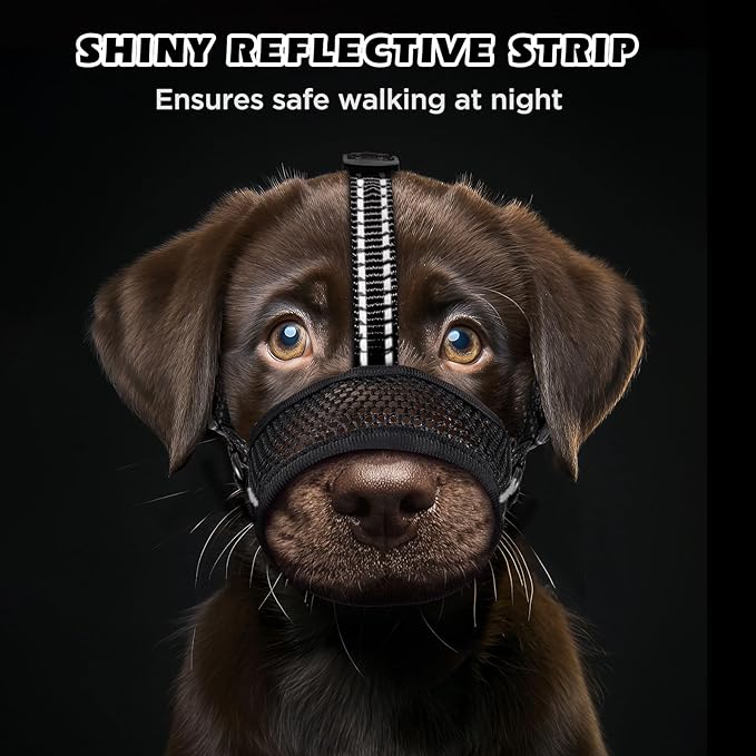 Dog Muzzle,Soft Mesh Muzzle for Small Medium Large Dogs to Prevent Biting,Pets Muzzle for Chihuahua Poodle Husky Labrador Retriever, Breathable Drinkable Adjustable for Chewing Grooming(M)