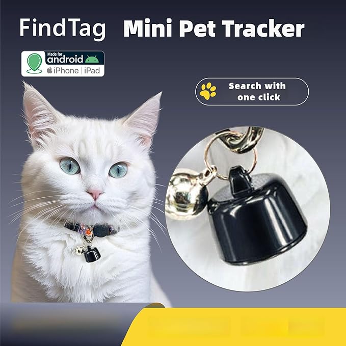 Mini Dog Tracker Cat Tracker,Mini Tracker for Pet iOS and Android, Smart Pet Tracker Location Tracking Collar, Works Worldwide with Any Collar, No Other Fees, Find Tag