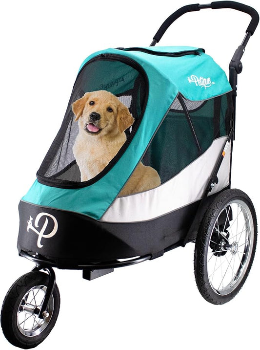 PETIQUE Trailblazer Jogger, Dog Cart for Medium Size Pets, Ventilated Pet Stroller for Cats & Dogs, Turquoise